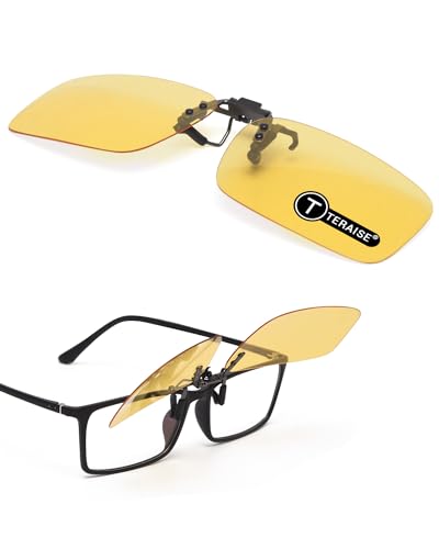 TERAISE Polarisierte Unisex Clip auf Outdoor Nachtfahrt HD Flip Up Nachtsicht Clip auf Brille, Fernlicht Scheinwerfer reduziert, blendfrei(S) von TERAISE