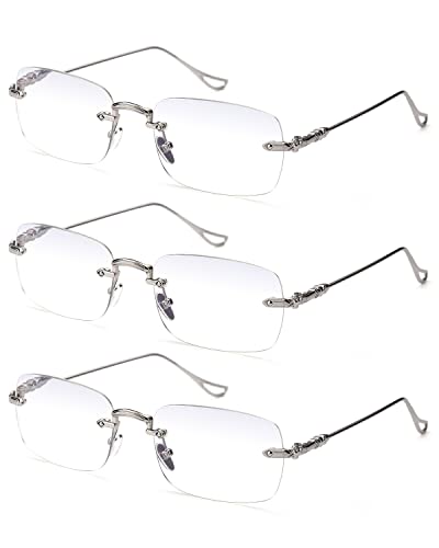 TERAISE Rahmenlose Metall-Lesebrille für Männer/Frauen Blaulichtblockierung – randlose modische bequeme Computer-Brille(3.5X) von TERAISE