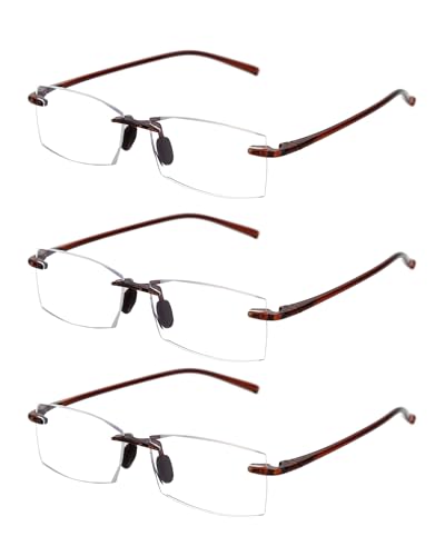 TERAISE Randlose Lesebrille Bequeme Leichte Rahmenlose Leser Männer Frauen Blaues Licht Blocking Computer Brillen(3.0X) von TERAISE