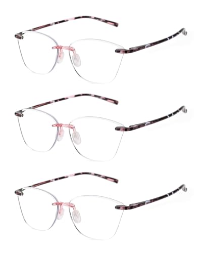 TERAISE Randlose Lesebrille für Damen mit Blaulichtfilter – Ultraleichte TR90-Computerbrille, Katzenaugen-Design & Rutschfest(1.5X) von TERAISE