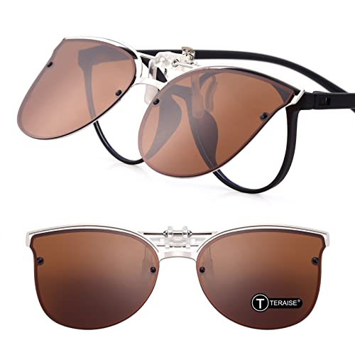 TERAISE Women's Clip-On Sonnenbrille Für Verschreibungspflichtige Brillen- Polarisierte Flip Up Vintage Cat Eye Sonnenbrille Für Damen Fahren von TERAISE