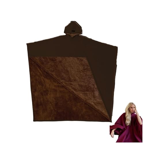 TERAZUNO 2025 Arcane Oversized Blanket Hoodie – Beschwerter Umhang-Poncho, gemütliches Kapuzenpullover for Lounge, Streetwear & Cosplay(Dark Brown) von TERAZUNO