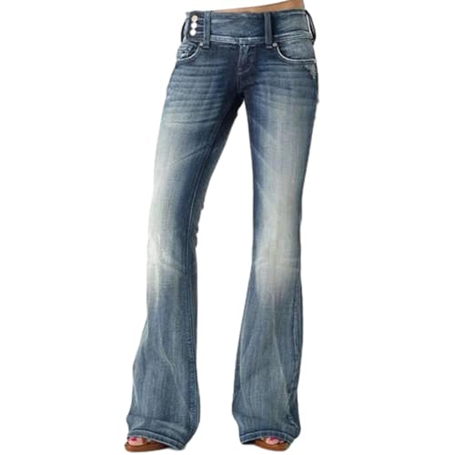 TERAZUNO Bootcut Jeans Damen Stretch Jeans Damen Bootcut Schlaghose Hüftjeans Jeanshose Damen Low Waist Jeans Damen Wide Leg Jeans Damen Low Waist Flared Jeans Bootcut Jeanshose Damen(Blue1,S) von TERAZUNO