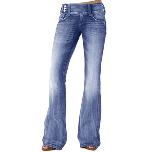 TERAZUNO Bootcut Jeans Damen Stretch Jeans Damen Bootcut Schlaghose Hüftjeans Jeanshose Damen Low Waist Jeans Damen Wide Leg Jeans Damen Low Waist Flared Jeans Bootcut Jeanshose Damen(Blue2,XS) von TERAZUNO