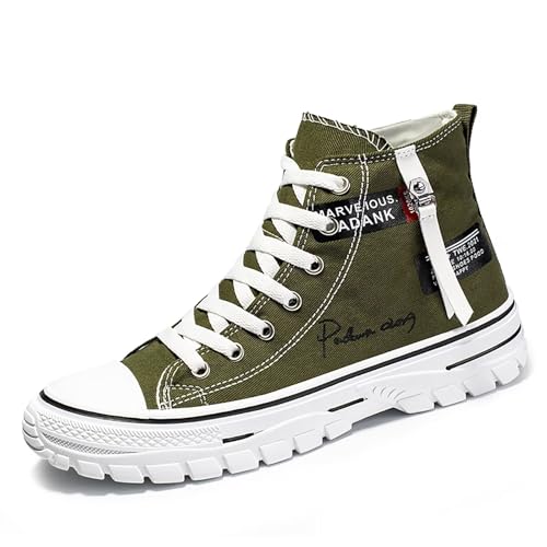 Herren High Top Canvas Schuhe Casual Walking Skate Sneaker für Herren Mode Trendy Komfort Schuhe mit weicher Außensohle, Grün , 43 EU von TERBOFIN