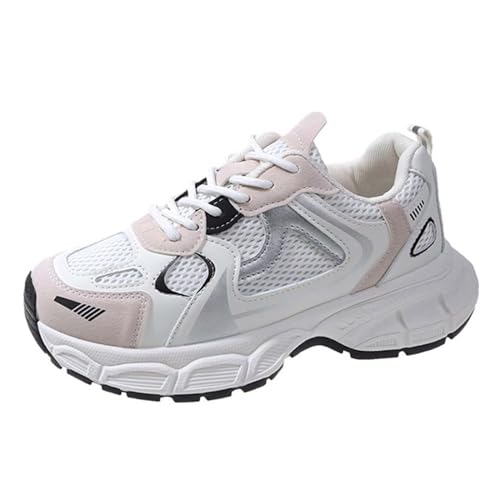 TERBOFIN Damen Mesh Atmungsaktive Laufschuhe Tennis Schuhe Plattform Mode Casual Sneakers Daddy Schuhe Rutschfeste Gym Workout Walking Schuhe für Mädchen, Weiss/opulenter Garten, 37.5 EU von TERBOFIN