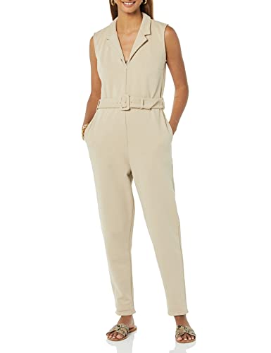 TEREA Aria Jumpsuit für Damen, mit Kragen und Reißverschluss vorn, Hummus, Größe S von TEREA