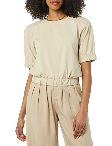 TEREA Charlee Cropped-Oberteil für Damen, elastische Ärmel, Hummus, Größe XS von TEREA