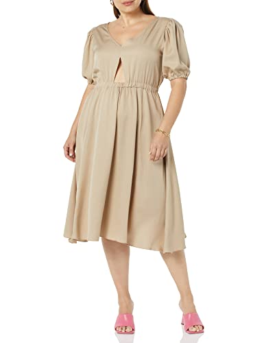 TEREA Jayla Midi-Swingkleid für Damen, Cut-Out-Detail, Hummus, Größe 5XL Große Größen von TEREA