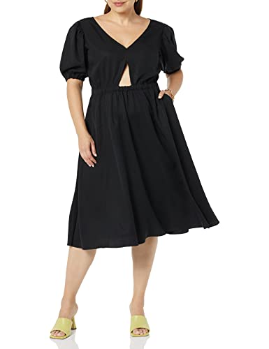 TEREA Jayla Midi-Swingkleid für Damen, Cut-Out-Detail, Schwarz, Größe XL von TEREA