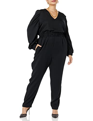 TEREA Jumpsuit für Damen, Brooklyn Plissiert Power-Schultern, Schwarz, Größe XXS von TEREA
