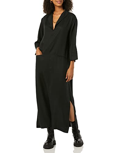 TEREA Maxikleid für Damen, Annalise Schalkragen, Schwarz, Größe L von TEREA