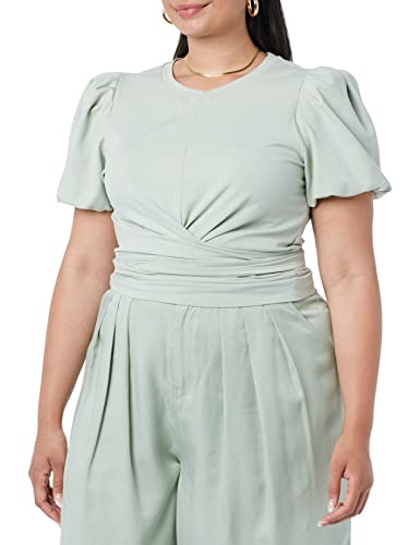 TEREA Violette Wickeloberteil für Damen, Puffärmel, Desert Sage, Größe 4XL Große Größen von TEREA