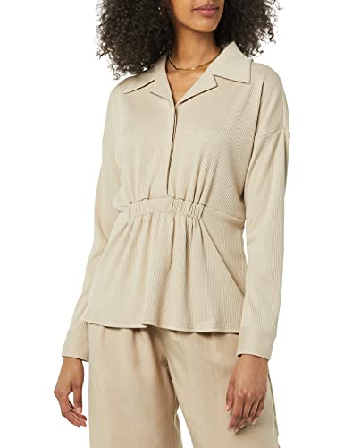 TEREA Zoe Oversize-Hemd für Damen, geschnürte Taille, Hummus, Größe L von TEREA