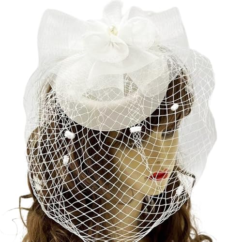 1920er Mädchen Haarspange mit Blume und Schleier, dekorativer Fascinator, Hut-Haarspange, Punk-Haarspange zum Fotografieren für Frauen von TERNCOEW