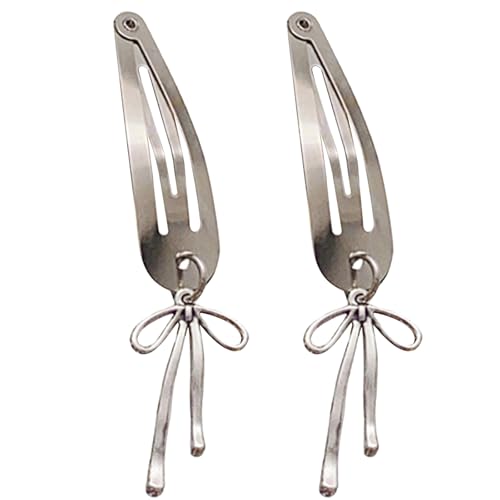 Ästhetische Haarspange mit Schleife, Metall, Entenschnabel-Clip, französische Seitennadel, 2000er-Jahre, Haarstyling-Zubehör für Frauen von TERNCOEW