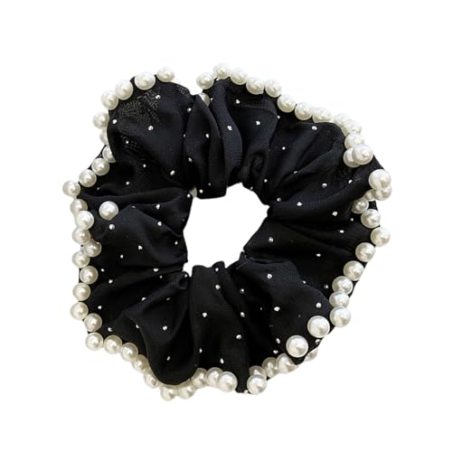 Ästhetische Perlen Scrunchies Stickerei Elastisches Haarseil Hochzeit Party Haargummi Große Brötchen Haargummi für den täglichen Gebrauch von TERNCOEW