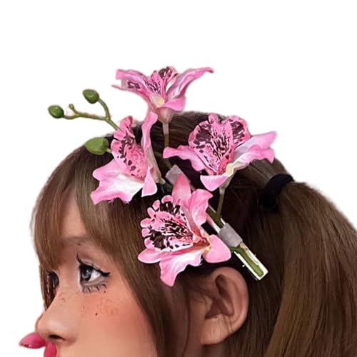 Niedliche Haarspange mit süßem Blumen-Pony, Lilien, Prinzessinnen-Brautschmuck, 2000er-Jahre-Stil, Lilien, Entenschnabel-Clip, Zubehör, Japonismus-Blumen-Haarnadel von TERNCOEW