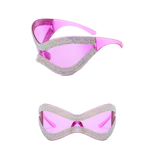 TERNCOEW Futuristische Sonnenbrille für Mädchen, Vintage-Rahmen, Brillen, Teenager, Hiphop, Trend, Nachtclub, Party, für Erwachsene, Teenager, Sonnenbrille für Damen, Y2k, violett von TERNCOEW