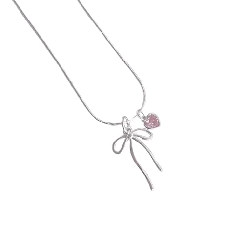 TERNCOEW Halskette mit Herzschleife aus robuster Legierung, tragbares Accessoire für den täglichen Gebrauch, für Verabredungen und Partys, für den täglichen Gebrauch, Liebes-Symbol-Halskette von TERNCOEW