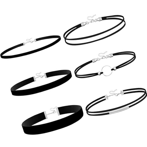 TERNCOEW Leichte, verstellbare schwarze Stoff-Halsketten, Set mit 2 Schichten, Schmuck für legere oder formelle Anlässe, stilvolle schwarze Choker, Einheitsgröße, Wie beschrieben, Wie beschrieben von TERNCOEW