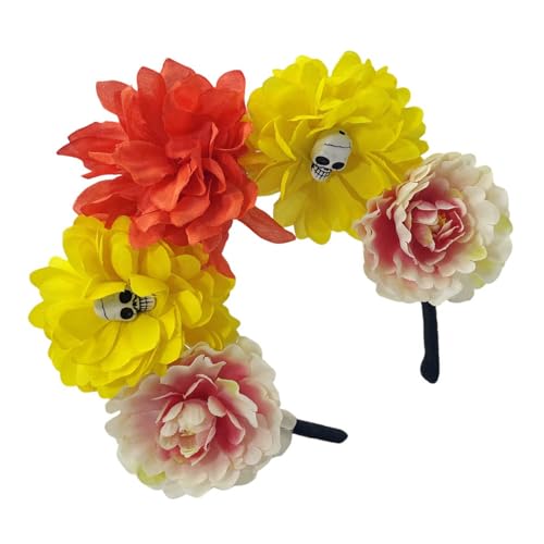 TERNCOEW Totenkopf Hexe Party Rose Haarreifen Halloween Schädel Rollenspiel Kostüm Abschlussbälle Party Live Show Kopfbedeckung von TERNCOEW