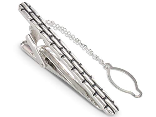 TEROON Krawattenklammer/Krawattennadel schwarzes Lackmuster mit Kette von TEROON