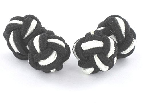 TEROON Manschettenknöpfe Seidenknoten schwarz-weiß von TEROON