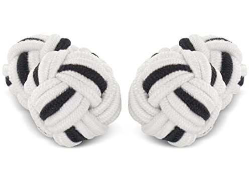 TEROON Manschettenknöpfe Seidenknoten weiß-schwarz von TEROON