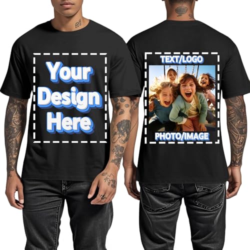 Personalisiertes T-Shirt für Männer Mit Foto, Text oder Design selbst gestalten, Baumwoll-T-Shirt für Herren in S - 3XL Bedrucken Lassen,Beidseitig Bedruckbar von TERRALIX