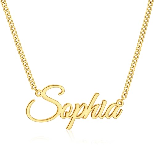 TERRALIX Personalisierte Namenskette mit Initialen- 18K Gold Anhänger Kette Individueller Schmuck Geschenk für Frau Tochter Freundin (style 1) von TERRALIX