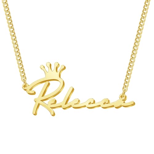TERRALIX Personalisierte Namenskette mit Initialen- 18K Gold Anhänger Kette Individueller Schmuck Geschenk für Frau Tochter Freundin (style 2) von TERRALIX