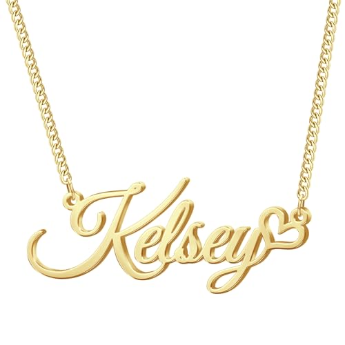 TERRALIX Personalisierte Namenskette mit Initialen- 18K Gold Anhänger Kette Individueller Schmuck Geschenk für Frau Tochter Freundin (style 4) von TERRALIX