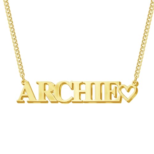 TERRALIX Personalisierte Namenskette mit Initialen- 18K Gold Anhänger Kette Individueller Schmuck Geschenk für Frau Tochter Freundin (style 5) von TERRALIX
