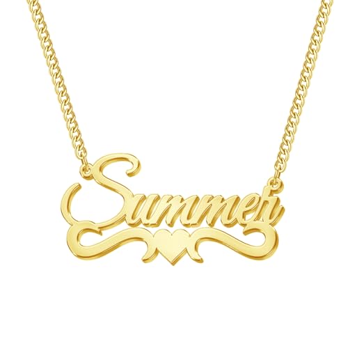 TERRALIX Personalisierte Namenskette mit Initialen- 18K Gold Anhänger Kette Individueller Schmuck Geschenk für Frau Tochter Freundin (style 6) von TERRALIX
