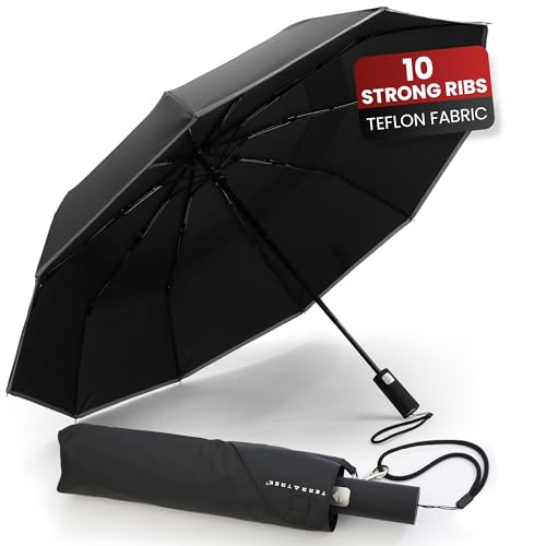 TERRATREK Winddichter Regenschirm: starkes Fiberglas, kompaktes automatisches Öffnen/Schließen, Premium-Teflon-großes Doppeldach, langlebig & windabweisend, tragbar für Auto & Rucksack, Männer & TERRATREK Winddichter Regenschirm: starkes Fiberglas, kompaktes automatisches Öffnen/Schließen, Premium-Teflon-großes Doppeldach, langlebig & windabweisend, tragbar für Auto & Rucksack, Männer & von TERRATREK