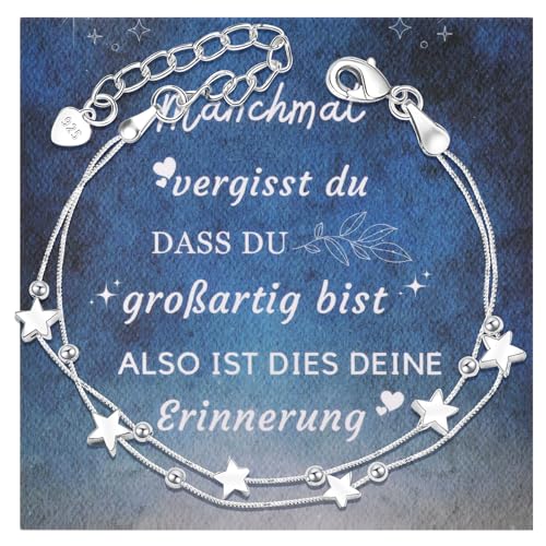 TERRISHE Armbänder für Frauen Armband Silber 925 Damen Stern Perle Armbänder Freundschaftsarmband Sterling Silber Armband Inspirierendes Geschenke für Beste Freunde Mutter Töchter Kollegen von TERRISHE