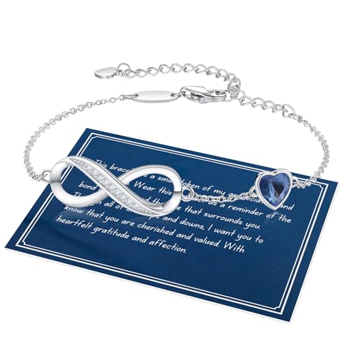 TERRISHE Infinity Armband Damen Silber, Unendlichkeit Herz Armbänder Kristallen Verstellbar Armkette Muttertag Geburtstags Weihnachten Geschenk für Sie Frauen Mädchen Ehefrau Freundin Mama Tochter von TERRISHE