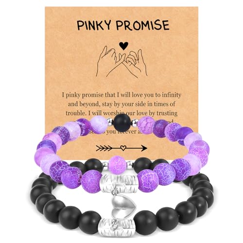 TERRISHE Magnetisches Paar Armband Paar Passende Armbänder für Immer Naturstein Perlen Armbänder für Paare Magnet Herz Partnerarmbänder Elastischer Valentinstag Geschenke für Liebhaber Freund Freundin von TERRISHE