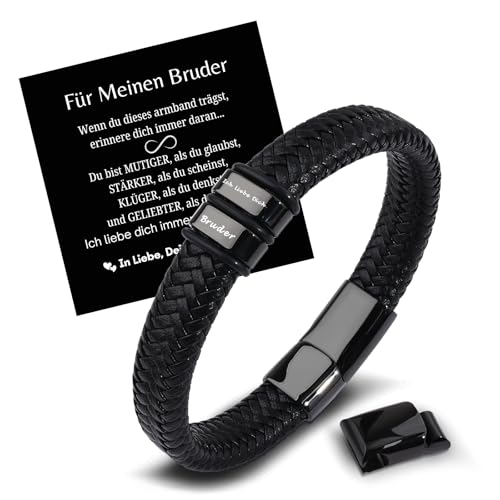 TERRISHE Men Bracelets for Men Birthday Gift for Bruder Carved Gift for Bruder Leather Bracelet with Infinity Knot Gift for Bruder Anniversary Valentine's Day (Bruder) Geschenk für Bruder Weihnachten von TERRISHE