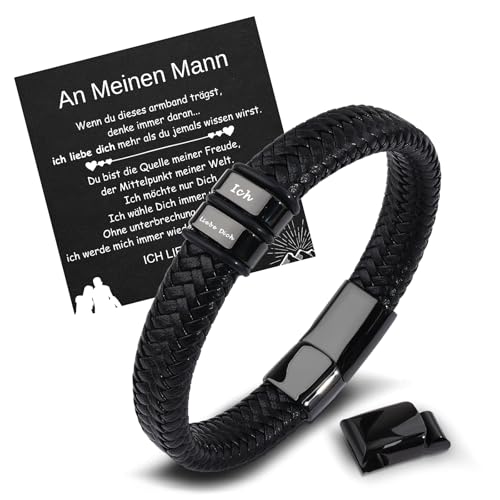 TERRISHE Meinen Mann Carved Gift for Leather Bracelet with Infinity Knot Gift for Husband Anniversary Valentine's Day Geschenke für Meinen Mann Weihnachten von TERRISHE