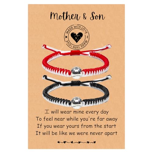 TERRISHE Mutter Sohn Armband Baseball Armbänder Verstellbares Passende Ball Armband Geschenke für Mama Mich Tochter Sohn Jungen Damen Frauen Mädchen Team Valentinstag Graduierung Geburtstagsgeschenk von TERRISHE