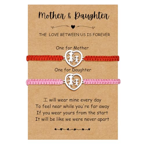 TERRISHE Mutter Tochter Armbänder Zurück zur Schule Geschenke, Armband Schulkind Mädchen Geschenke zur Einschulung, 2 Passende Herz Wunsch Armbänder Erster Schultag Geschenk Für Mädchen Jungen von TERRISHE