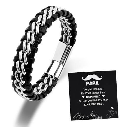 TERRISHE Vatertagsgeschenk für papa-Lederarmband Geschenke für Papa-Premium Echtlederarmband-Armband Herren Leder Armband Geschenk für Papa Weihnachtsgeschenke Geburtstagsgeschenk fü Papa Vater Dad von TERRISHE