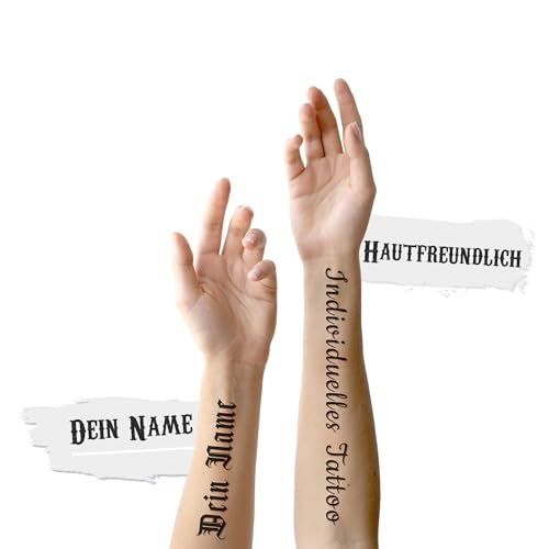 Personalisierte Temporäre Tattoos – Personalisiertes Tattoo mit Ihrem Namen oder einem beliebigen Text – Wasserfeste und Langlebige Fake-Tattoos für Männer und Frauen (MM) von TESFANS