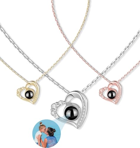 TESFANS Kette mit Bild für Frauen – Personalisierte Kette mit Foto Projektion Stein – Einzigartige Gedenkgeschenke für dein Liebster, Freundin, Mutter, Tochter, Freunde, Idee für Jubiläen, Geburtstage von TESFANS
