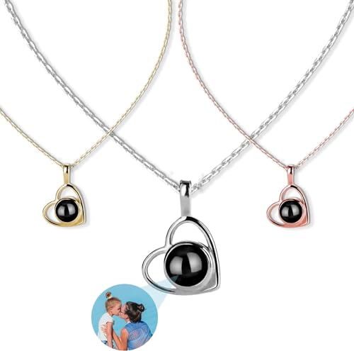 TESFANS Kette mit Bild für Frauen – Personalisierte Kette mit Foto Projektion Stein – Einzigartige Gedenkgeschenke für dein Liebster, Freundin, Mutter, Tochter, Freunde, Idee für Jubiläen, Geburtstage von TESFANS