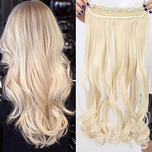 TESS Clip in Extensions Gewellt 43 cm, Blond Haarverlängerung 1 Teil 5 Clips Hair Extensions Clip in Synthetic Haarteil für Frauen von TESS