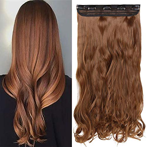 TESS Clip in Extensions Gewellt 43 cm, Hellbraun Haarverlängerung 1 Teil 5 Clips Hair Extensions Clip in Synthetic Haarteil für Frauen von TESS