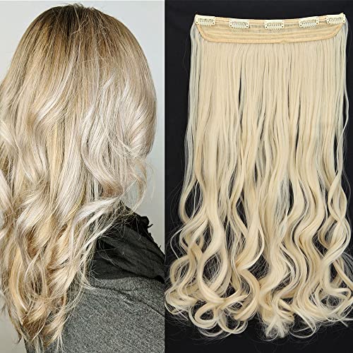 TESS Clip in Extensions Gewellt 60 cm, hellblond Haarverlängerung 1 Teil 5 Clips Hair Extensions Clip in Synthetic Haarteil für Frauen von TESS